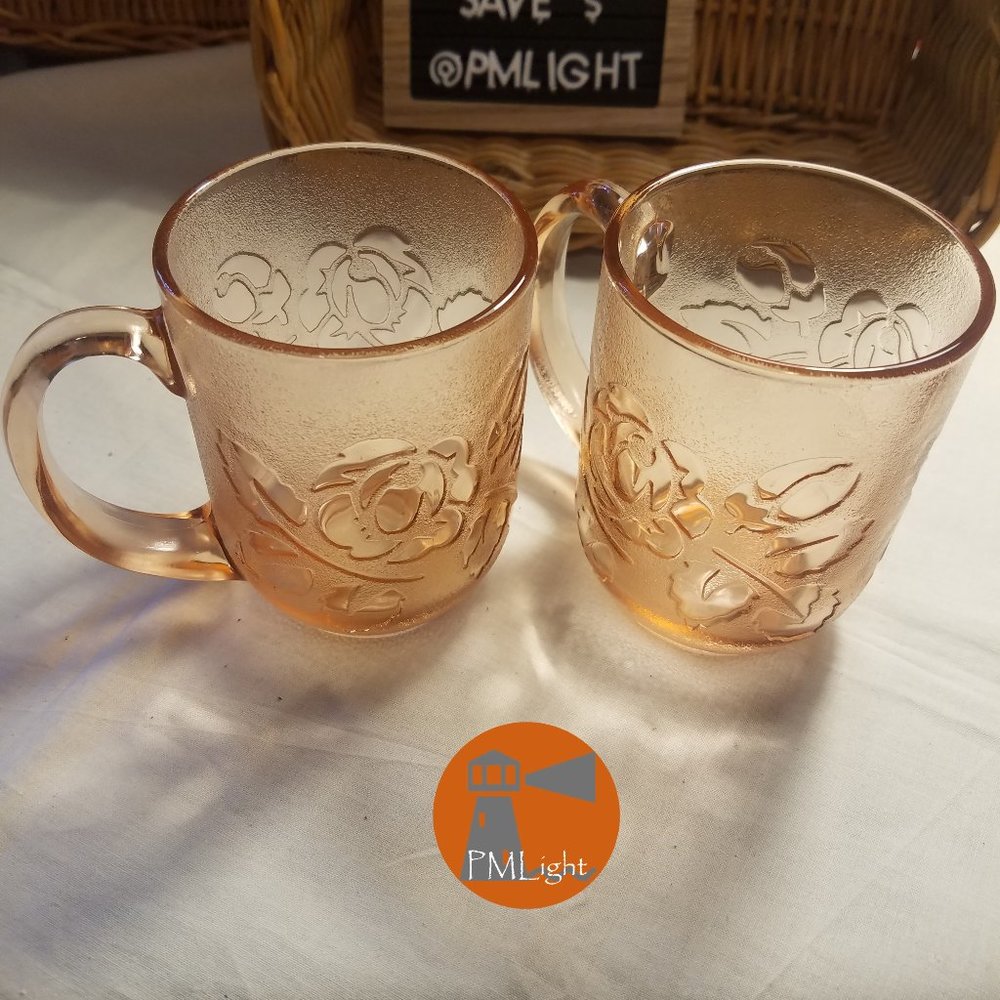 Rose Glass Mugs Set of 2 Clear Arcoroc